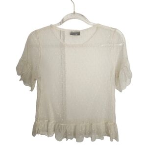 Swiss Dot Ivory Sheer Top Ruffle Fairy Dainty Y2K Coquette Victorian Small